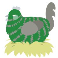 A viridian and ash chicken with a bar pattern