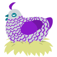 Fancy, a mist and violet chicken with a lace pattern