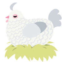 A white and mist chicken with a lace pattern