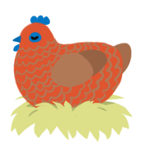 Dirt Block, a vermilion and brown chicken with a lace pattern