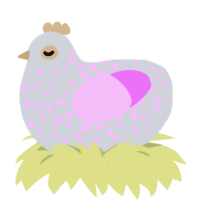 A mist and lavender chicken with a speckle pattern