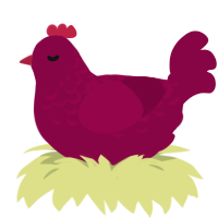 A maroon chicken with a half-lace pattern