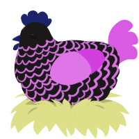 A sable and orchid chicken with a lace pattern