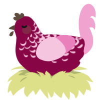A maroon and pink chicken with a half-lace pattern