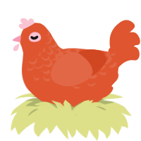 A vermilion chicken with a half-lace pattern