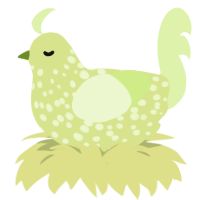 A lemon and apple chicken with a speckle pattern