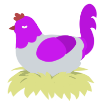 A mist and amethyst chicken with a head pattern