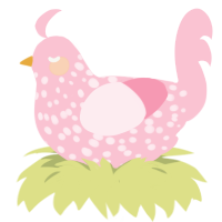 Strawbby, a rose chicken with a speckle pattern