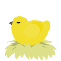 A yellow chicken with a half-lace pattern