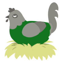 A leaf and ash chicken with a head pattern