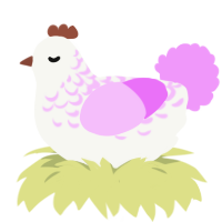 A white and lavender chicken with a half-lace pattern