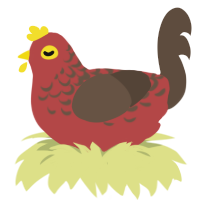 A red and bark chicken with a half-lace pattern