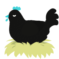 A black chicken with a lace pattern