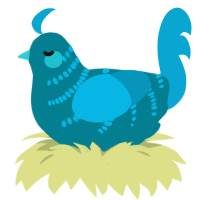 A sea and cerulean chicken with a half-bar pattern