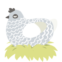 A mist and white chicken with a lace pattern