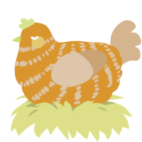 A orange and beige chicken with a bar pattern