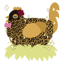 Beatrice, a sable and gold chicken with a double-lace pattern