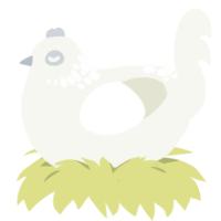 A white chicken with a neck-speckle pattern