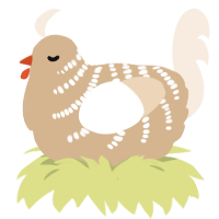 A beige and cream chicken with a half-bar pattern