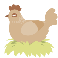 A beige chicken with a neck-speckle pattern