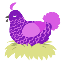 A violet and orchid chicken with a lace pattern