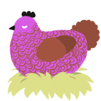A orchid and russet chicken with a double-lace pattern