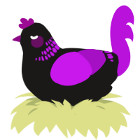 A sable and amethyst chicken with a neck-band pattern