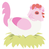 A white and pink chicken with a neck-band pattern