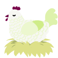 A white and apple chicken with a lace pattern