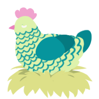 A apple and teal chicken with a lace pattern