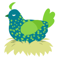A sea and grass chicken with a speckle pattern
