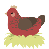 A red and bark chicken with a half-lace pattern