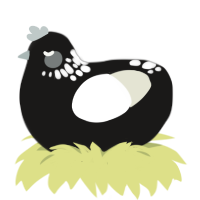 A sable and white chicken with a neck-speckle pattern