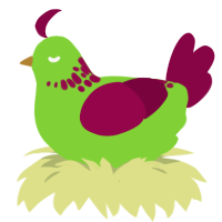A grass and maroon chicken with a neck-speckle pattern