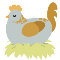 Goldie, a silver and gold chicken with a neck-speckle pattern