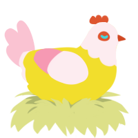 A yellow and rose chicken with a head pattern