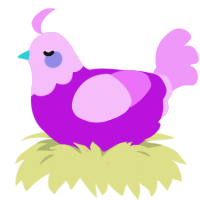 A amethyst and lavender chicken with a head pattern