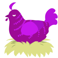 A plum and amethyst chicken with a half-bar pattern