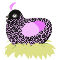 Lace, a black and lavender chicken with a double-lace pattern