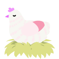 A white and rose chicken with a bar pattern