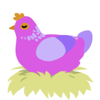 A orchid and lilac chicken with a neck-speckle pattern