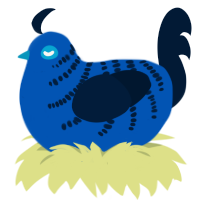 A ultramarine and tumblr chicken with a half-bar pattern