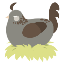 A ash and bark chicken with a neck-speckle pattern