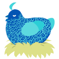 Atlantic, a ultramarine and aqua chicken with a double-lace pattern