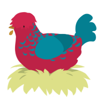 A crimson and sea chicken with a half-lace pattern