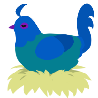 A sea and ultramarine chicken with a head pattern