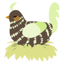 A bark and apple chicken with a bar pattern