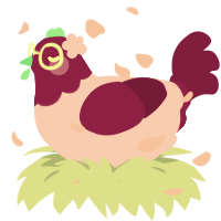 A pink and wine chicken with a head pattern