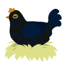 A black and tumblr chicken with a bar pattern