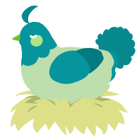 A gluppy and teal chicken with a head pattern